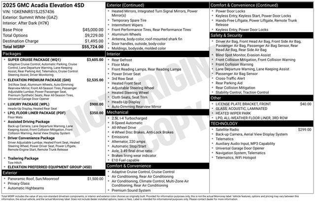2025 GMC Acadia Elevation