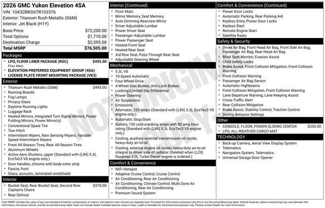 2026 GMC Yukon Elevation