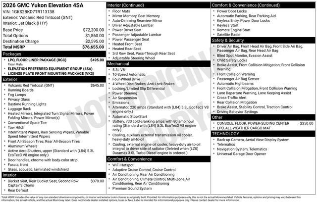 2026 GMC Yukon Elevation