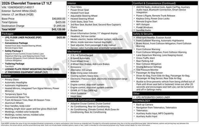 2026 Chevrolet Traverse LT