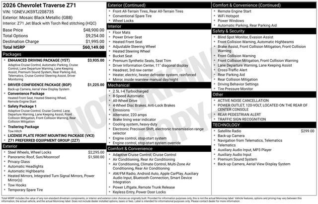 2026 Chevrolet Traverse Z71