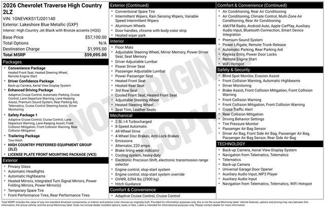 2026 Chevrolet Traverse High Country