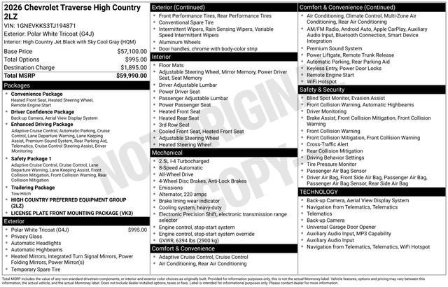 2026 Chevrolet Traverse High Country