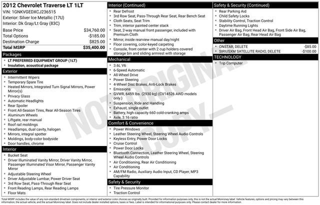 2012 Chevrolet Traverse LT w/1LT