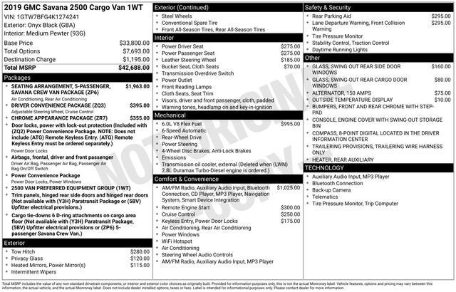 2019 GMC Savana Cargo 2500 2500