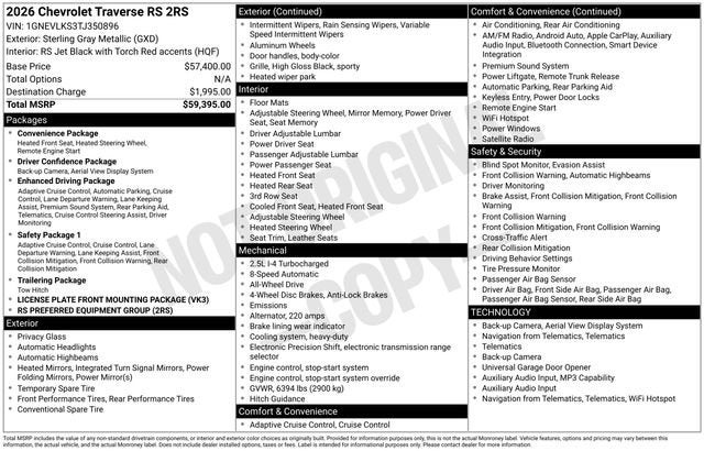 2026 Chevrolet Traverse RS